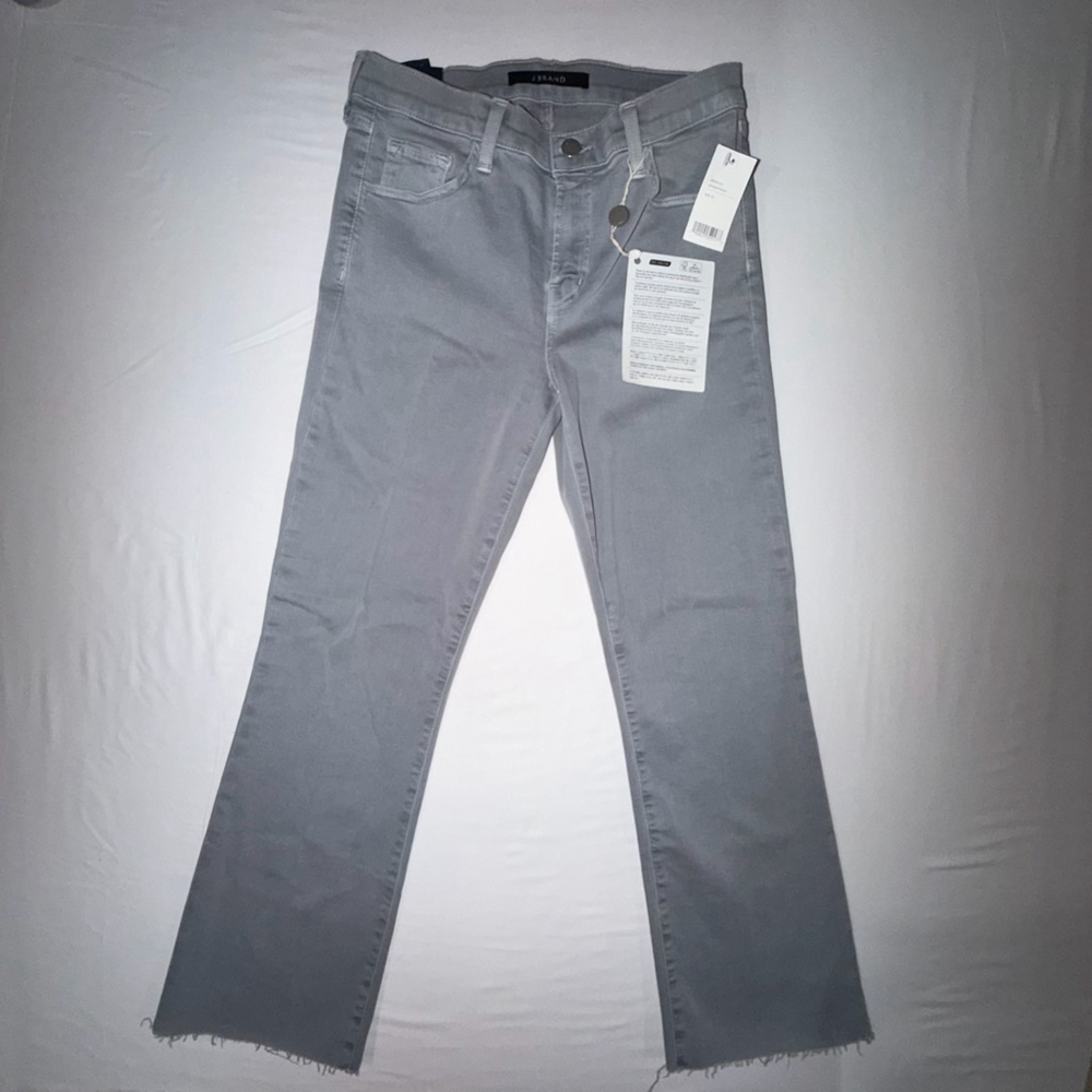 J Brand Selena MidRise Crop Boot Jeans Georgetown Grey Raw Hem 28 NWT Kick Flare - Picture 2 of 13